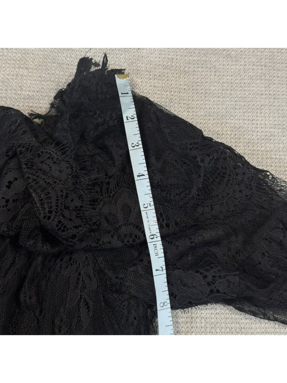 Entro Floral Sheer Lace Blouse Size Large Black Off Shoulder Peasant Boho Gothic - Picture 15 of 15